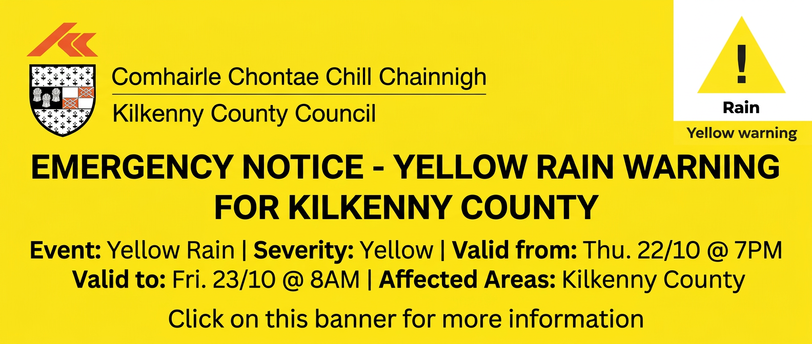 Kilkenny Yellow Rain Warning