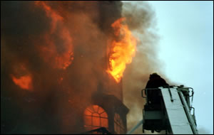 Clocks Ablaze at City Hall - Close Up