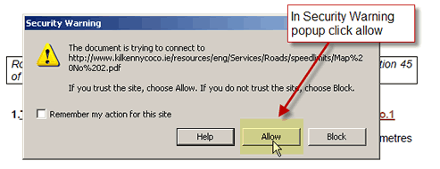 Viewing Speed limit maps in PDF Documents Warning message